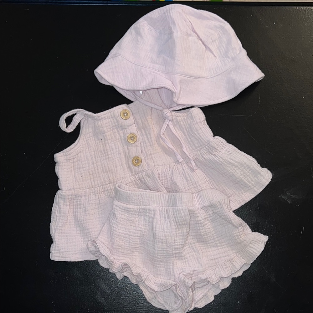 Baby Purple Muslin Outfit Set